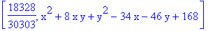 [18328/30303, x^2+8*x*y+y^2-34*x-46*y+168]